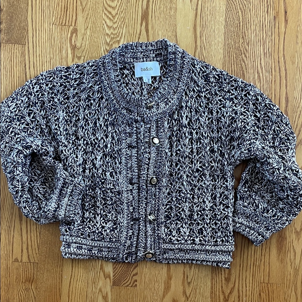 ba&sh Black and White Knit Cardigan